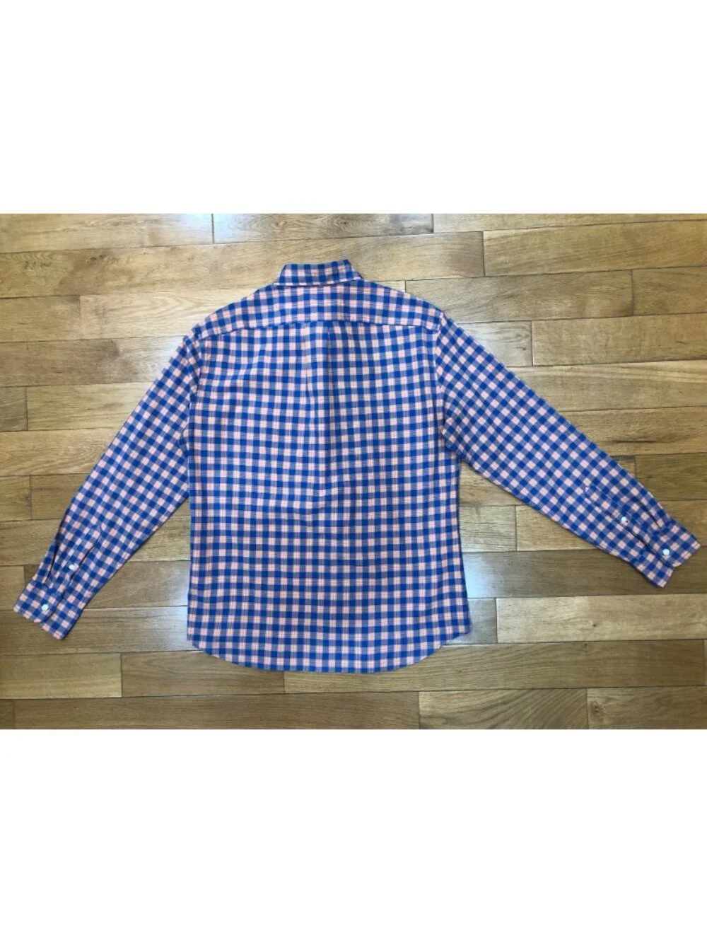 J Crew Slim Untucked Organic Cotton Orange Blue Plaid Button Front Shirt Size M